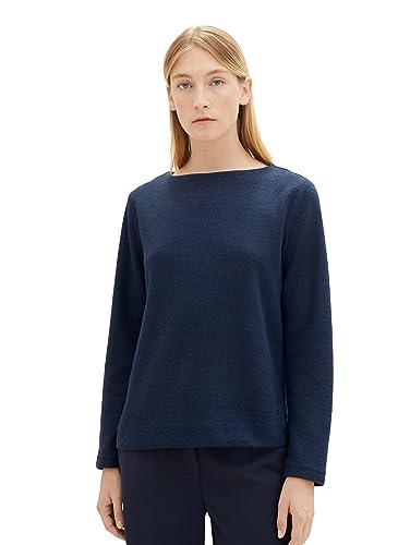 TOM TAILOR Damen 1039278 Sweatshirt mit Rippstruktur, 10668-sky Captain Blue, M von TOM TAILOR