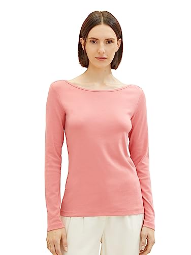 TOM TAILOR Damen 1039767 Basic Langarmshirt, 28155-dusty Pastel pink, M von TOM TAILOR