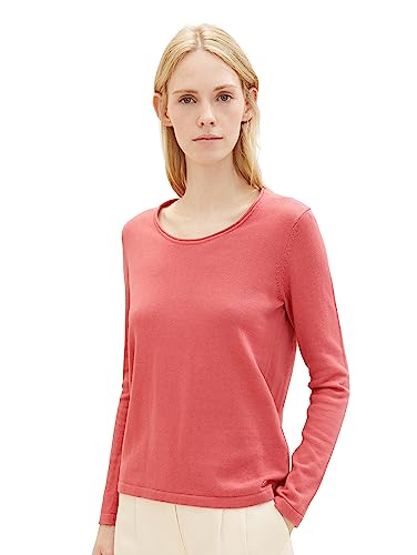 TOM TAILOR Damen 1039775 Basic Pullover mit Rundhalsausschnitt, 11183-cozy pink, XXL von TOM TAILOR