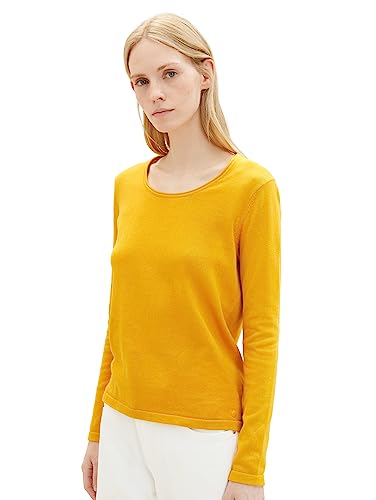 TOM TAILOR Damen 1039775 Basic Pullover mit Rundhalsausschnitt, 11216-Merigold Yellow, XXL von TOM TAILOR