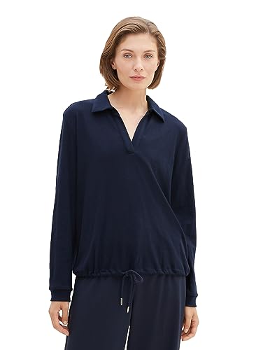 TOM TAILOR Damen 1039779 Polo Sweatshirt, 10668-sky Captain Blue, XL von TOM TAILOR