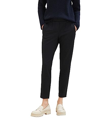 TOM TAILOR Damen 1039790 Loose Fit Chino Hose, 19867-navy Check, 34/28 von TOM TAILOR