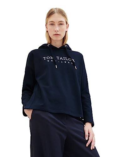 TOM TAILOR Damen 1039791 Hoodie mit Schriftzug, 10668-sky Captain Blue, M von TOM TAILOR