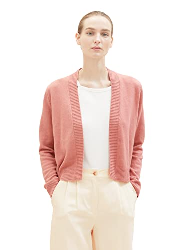 TOM TAILOR Damen 1039793 Basic Cardigan Strickjacke, 33157-fading Rose Melange, L von TOM TAILOR