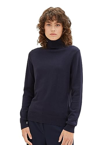 TOM TAILOR Damen 1039821 Basic Pullover mit Rollkragen, 10668-sky Captain Blue, XXS von TOM TAILOR