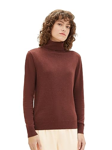 TOM TAILOR Damen 1039821 Basic Pullover mit Rollkragen, 32404-raisin Melange, XS TOM TAILOR Damen 1039821 Basic Pullover mit Rollkragen, 32404-raisin Melange, XS von TOM TAILOR