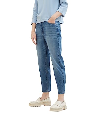 TOM TAILOR Damen 1039897 High Waist Barrel Fit Jeans, 10281-mid Stone wash Denim, 26/28 von TOM TAILOR