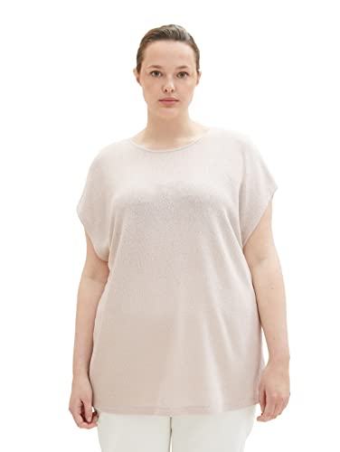 TOM TAILOR Damen 1039967 T-Shirt Top mit Schlitzen, 16339-clouds Grey, 50 von TOM TAILOR