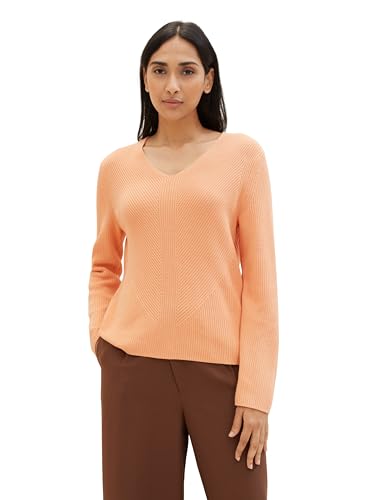 TOM TAILOR Damen Basic Strickpullover mit V-Ausschnitt, 34891 - Light Coral, M von TOM TAILOR