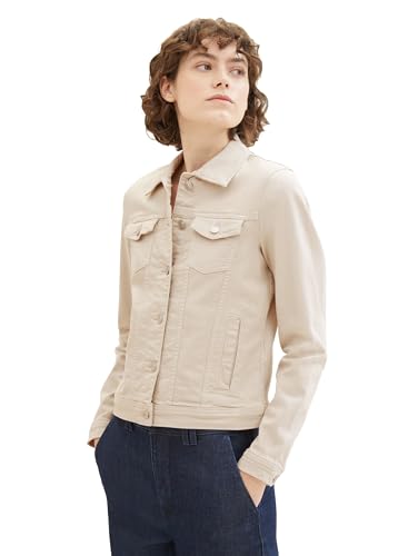 TOM TAILOR Damen Basic Colored Jeansjacke, cold beige, M von TOM TAILOR