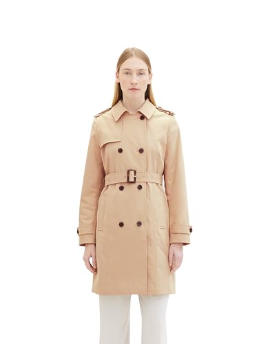 TOM TAILOR Damen Basic Trenchcoat mit Gürtel, 11485 - Sandy Beige, XL von TOM TAILOR