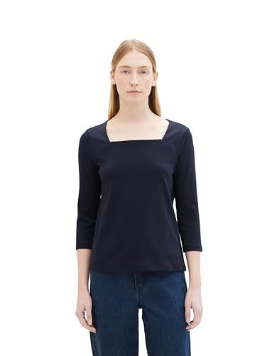 TOM TAILOR Damen Basic Langarmshirt mit 3/4-Arm, 10668 - Sky Captain Blue, XXL von TOM TAILOR