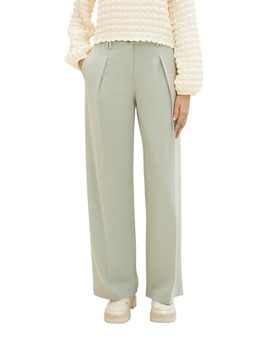 TOM TAILOR Damen Lea Straight Fit Hose mit weitem Bein, 34895 - Desert Green, 36/32 von TOM TAILOR