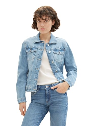 TOM TAILOR Damen Basic Jeansjacke, 10142 - Light Stone Blue Denim, L von TOM TAILOR