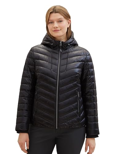 TOM TAILOR Damen Plussize Lightweight Steppjacke mit Kapuze, 14482 - Deep Black, 54 von TOM TAILOR