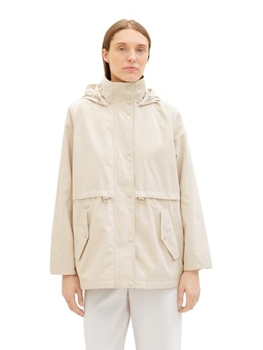 TOM TAILOR Damen Parka Mantel mit Kapuze, 27609 - Cold Beige, M von TOM TAILOR