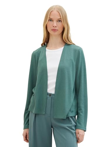 TOM TAILOR Damen Basic T-Shirt Cardigan, Sea Pine Green, M von TOM TAILOR