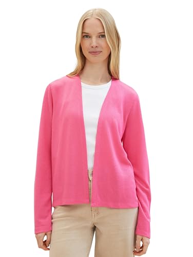 TOM TAILOR Damen Basic T-Shirt Cardigan, carmine pink, L von TOM TAILOR