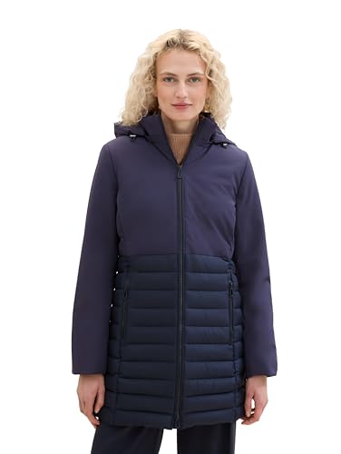 TOM TAILOR Damen 1041491 Hybrid Steppmantel mit Kapuze, 10668-Sky Captain Blue, L von TOM TAILOR