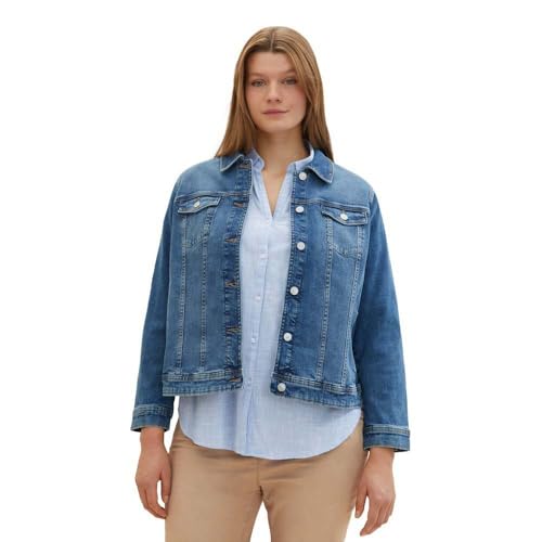 TOM TAILOR Damen Plussize Jeansjacke im Washed-Look, 10110 - Blue Denim, 44 von TOM TAILOR