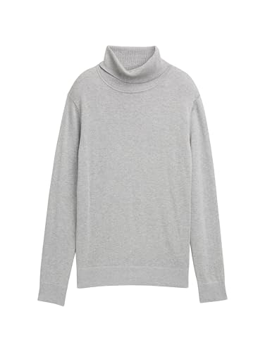 TOM TAILOR Damen 1042894 Basic Pullover mit Rollkragen, 21373 - Medium Silver Grey Melange, M von TOM TAILOR