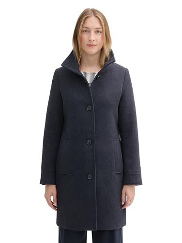 TOM TAILOR Damen 1042902 Mantel mit Stehkragen, 35927-Navy Melange Twill Structure, L TOM TAILOR Damen 1042902 Mantel mit Stehkragen, 35927-Navy Melange Twill Structure, L von TOM TAILOR