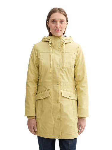 TOM TAILOR Damen 1042905 Regenmantel mit Steppung & Kapuze, 35744-Green Spark, XXL von TOM TAILOR