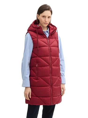 TOM TAILOR Damen 1042907 Longstyle Steppweste, 35930-Deep Red, XL TOM TAILOR Damen 1042907 Longstyle Steppweste, 35930-Deep Red, XL von TOM TAILOR