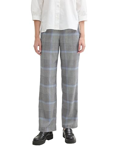 TOM TAILOR Damen 1042934 Loose Fit Hose, 36217-Navy Blue Check, 32 W/32 L von TOM TAILOR
