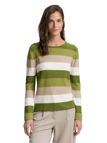 TOM TAILOR Damen 1042952 Pullover, 38579-Big Green Knit Stripe, 3XL von TOM TAILOR