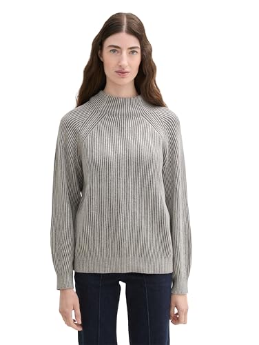TOM TAILOR Damen RIPP Strickpullover mit Wollanteil, 36335 - Explicit Grey Rib Structure, L TOM TAILOR Damen RIPP Strickpullover mit Wollanteil, 36335 - Explicit Grey Rib Structure, L von TOM TAILOR