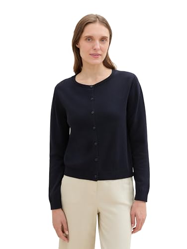 TOM TAILOR Damen 1042965 Basic Strickjacke mit Rundhalsausschnitt, 10668-Sky Captain Blue, XXX-Large von TOM TAILOR
