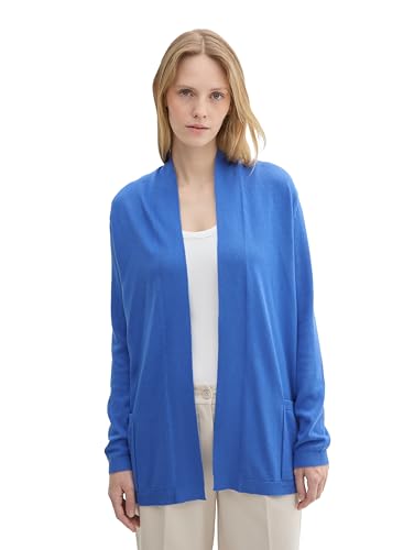 TOM TAILOR Damen 1042975 Basic Cardigan Strickjacke, 10619-Preppy Jean Blue, XXL von TOM TAILOR