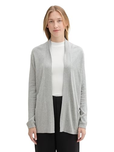 TOM TAILOR Damen 1042975 Basic Cardigan Strickjacke, 21373-Medium Silver Grey Melange, Medium von TOM TAILOR