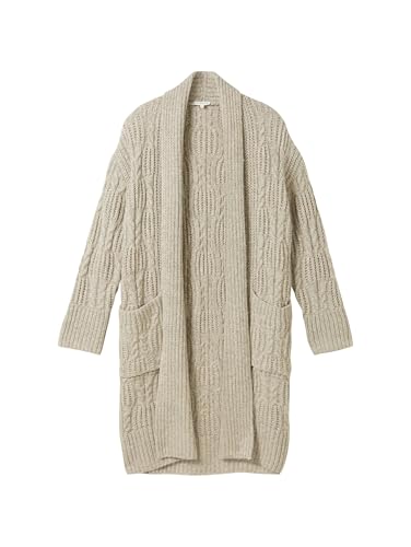 TOM TAILOR Damen 1042987 Cardigan Strickjacke, 25955-Dusty Beige Melange, Large von TOM TAILOR
