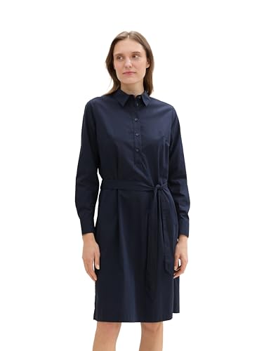 TOM TAILOR Damen 1043043 Jersey Kleid mit Bindegütel, 10668-Sky Captain Blue, 36 von TOM TAILOR