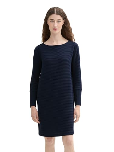 TOM TAILOR Damen 1043048 Jersey Kleid mit Struktur, 10668-Sky Captain Blue, 38 von TOM TAILOR