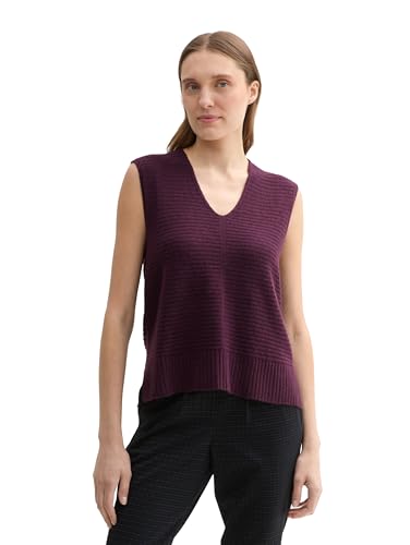 TOM TAILOR Damen 1043062 Pullunder mit V-Ausschnitt, 35898-Black Berry Melange, XL von TOM TAILOR
