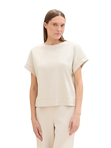 TOM TAILOR Damen 1043114 Basic T-Shirt im Overcut Style, 12365-Dusty Beige, XXL von TOM TAILOR