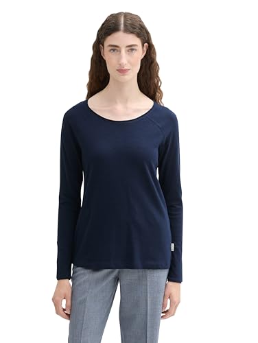 TOM TAILOR Damen 1043134 Basic Longsleeve mit Raglan-Ärmeln, 10668-Sky Captain Blue, XXS von TOM TAILOR