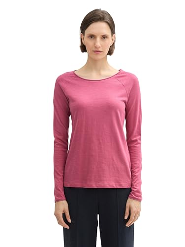 TOM TAILOR Damen 1043134 Basic Longsleeve mit Raglan-Ärmeln, 16348-Pink Velvet, XXL von TOM TAILOR