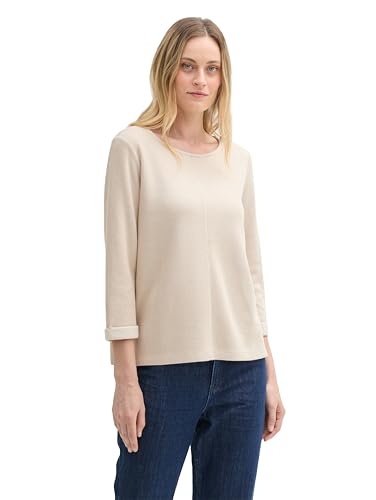 TOM TAILOR Damen 1043167 Sweatshirt mit Struktur, 25955-Dusty Beige Melange, 42 von TOM TAILOR
