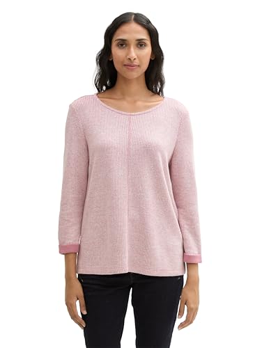 TOM TAILOR Damen 1043167 Sweatshirt mit Struktur, 35895-Pink Velvet Melange, 42 von TOM TAILOR