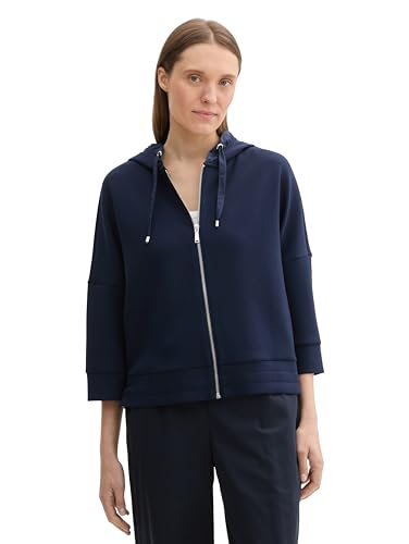 TOM TAILOR Damen 1043171 Sweatjacke mit Kapuze, 10668-Sky Captain Blue, XXL von TOM TAILOR