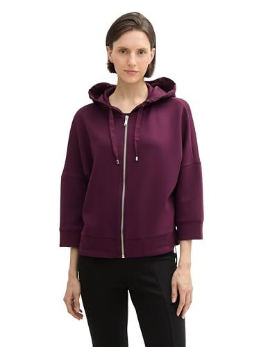 TOM TAILOR Damen 1043171 Sweatjacke mit Kapuze, 35796-Blackberry, 50 von TOM TAILOR