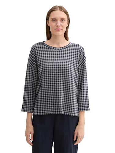 TOM TAILOR Damen 1043174 Cosy Sweatshirt mit Knöpfen, 36288-Printed Vichy Check Design, 48 von TOM TAILOR