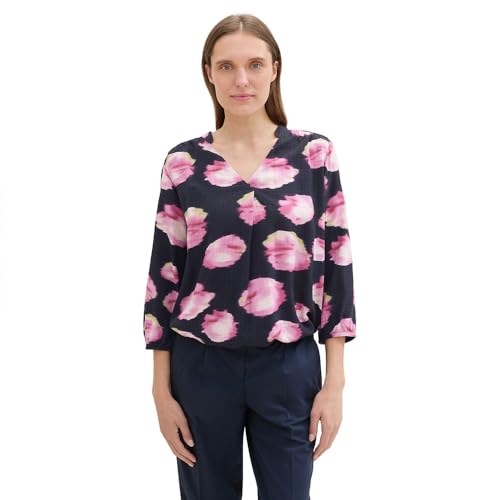 TOM TAILOR Damen 1043197 Bluse mit Muster & V-Ausschnitt, 35888-Digital Flower Design, 46 von TOM TAILOR