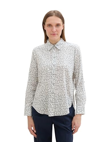 TOM TAILOR Damen Hemdbluse mit Muster, 36134 - Neutral Tile Design, 34 von TOM TAILOR