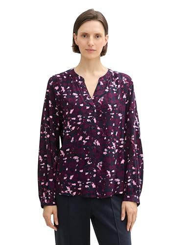 TOM TAILOR Damen Bluse mit Muster aus Viskose, 35893 - Berry Autumn Floral Design, 40 von TOM TAILOR