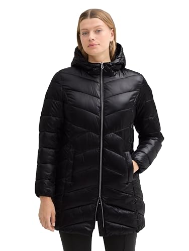 TOM TAILOR Damen 1043577 Plussize Lightweight Steppmantel mit Kapuze, 14482-Deep Black, 48 von TOM TAILOR